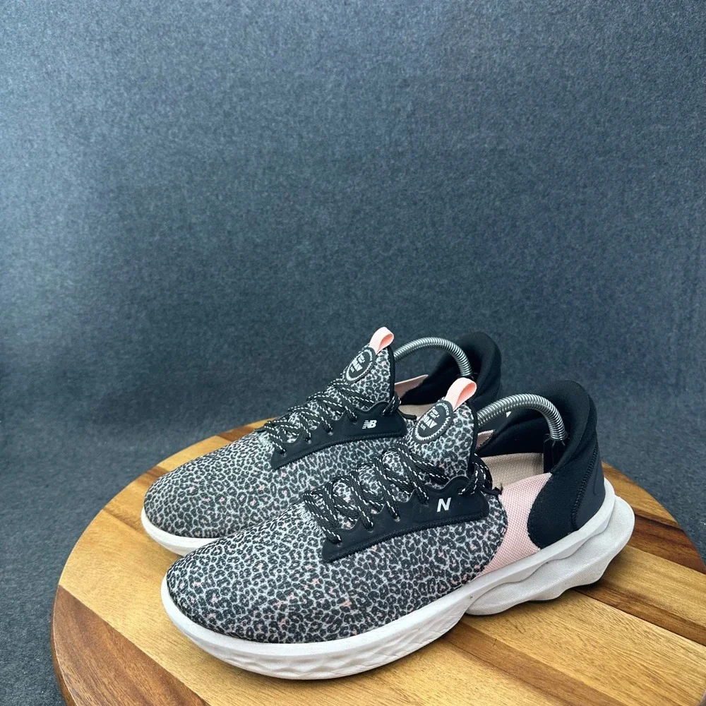 New Balance Fresh Foam Roav Elite Women's 12D Mesh Sneakers Black Pink Leopard